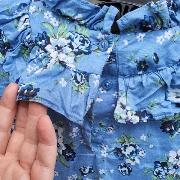 Janie and Jack Blue Floral Ruffle Blouse - Picture 8 of 8